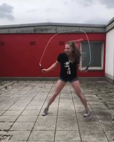 Girl jump roping, beautifully