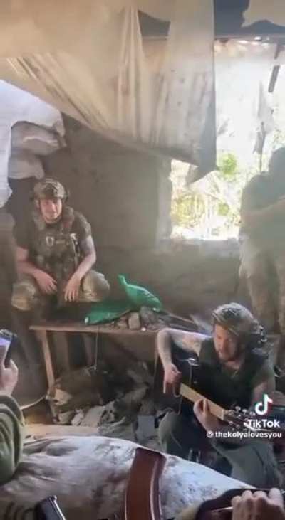 Ukrainian soldiers keeping up their spirits between the battles in the front line 