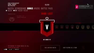 Gold 3 to Copper 5/Unranked (Thanks UBI)