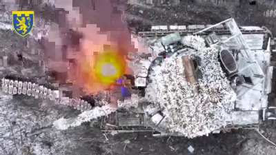 Drone footage by the Ukrainian 103rd Territorial Defense Brigade shows how they destroyed a Russian tank and damaged vehicles close to the tank after a failed assault, so they can not be salvaged and repaired.