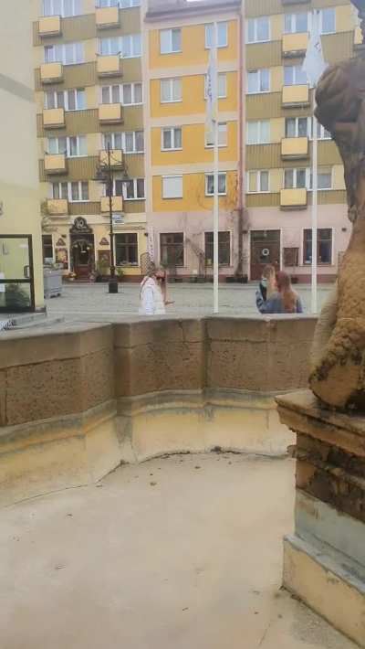 Well. The fountain may not be working, but my big boobs are 