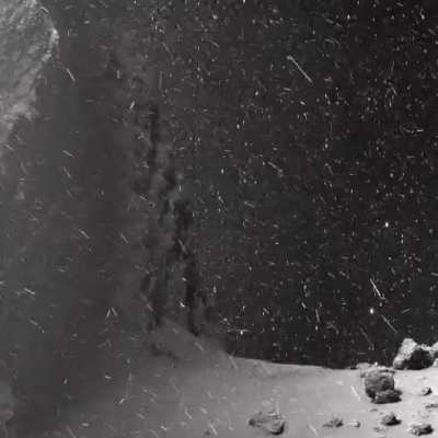 Series of images on the surface of a comet courtesy of Rosetta space probe.
