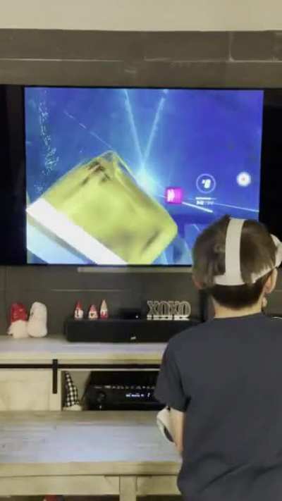 So my 10 year old said “Dad can we put beat saber in the TV so I can show you a song I’ve been practicing.” So he sets it up and pulls out some stuff I couldn’t believe. Cycle Hit on Expert.