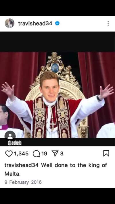 Some old instagram posts of Travis Head. Wait for the last one 🤣