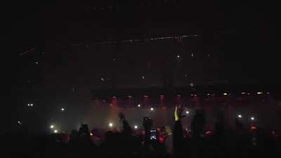 When my boy Pats dad snuck us on the floor in St. Paul this is the first thing I walked up on. Sound isn’t perfect but man he brought the Ye vibe heavy that night!