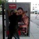 Guy destroys Gay Advertisement