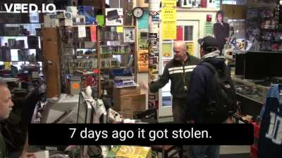 Guy found his stolen bike outside the store