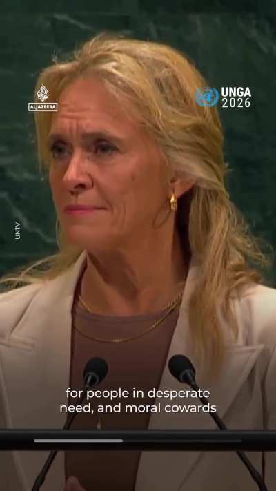 Iceland’s Foreign Minister Thorgerdur Katrin Gunnarsdottir hit back at Israeli Prime Minister Benjamin Netanyahu after he called diplomats who walked out of his UN address ‘moral cowards’. She said the term applies instead to leaders who ‘repeatedly disre