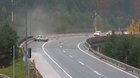 Rounding a corner on a bridge