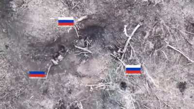 A Russian soldier deflects a thrown grenade right at his fellow comrades