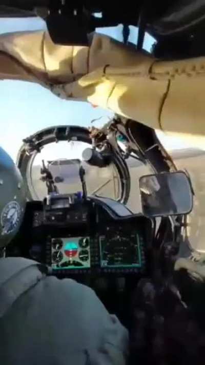 RU pov: Mi-24/35 flying in formation with Mi-8 and Mi-28 on an attack run in Donbass area (reupload)