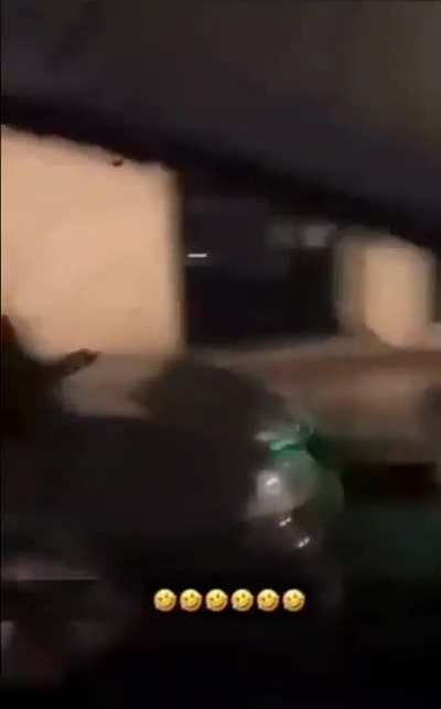 Huge pos grab bystanders while driving so they have to run and fall