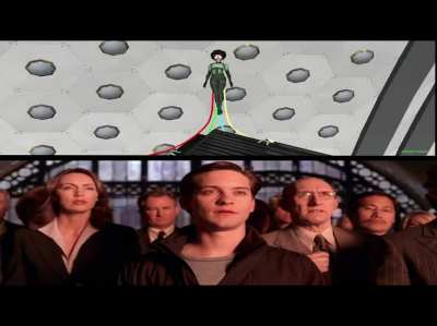 I was looking through Spider-Verse cut content and this scene looks very, uh, similar...