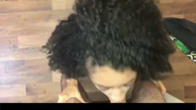 Super hot light skinned ebony blowjob