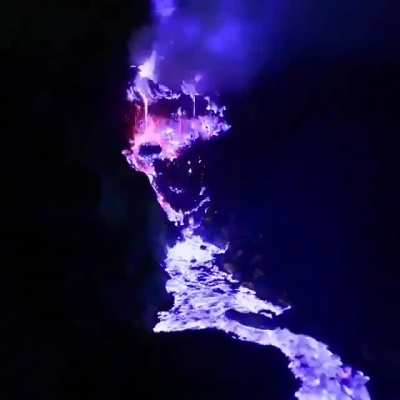 The lava from Indonesia's Kawah Ijen volcano is electric blue