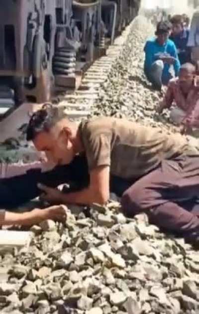 Guy still alive after being cut in half by train🚂