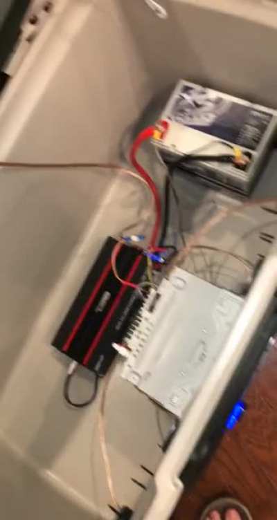 Put a whole car stereo in a cooler.