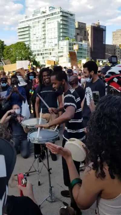 Insane drumming at the Brooklyn protest