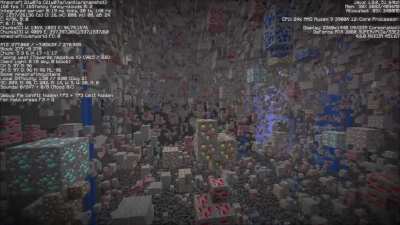 Ore generation inside a mountain biome in the new snapshot 21w07a.