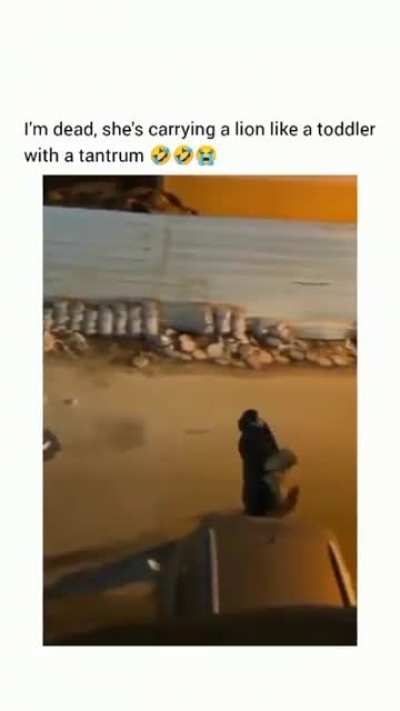 She carrying her be like : no, no bad kitty no