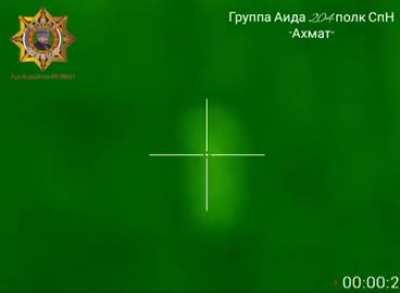 Work of a Chechen Aida group sniper in Serebryansky forestry [blurry]
