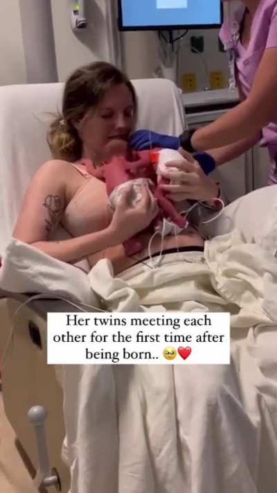 Twins meeting each other for the first time