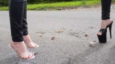 Woman crush snails