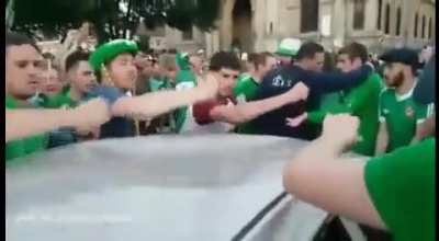 Irish Soccer Fans Fix Dented Car