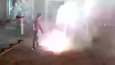 Getting hit with the full force of these fireworks