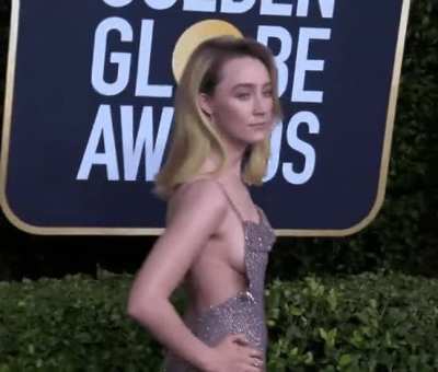 Saoirse Ronan flaunting her golden globes at the Golden Globes