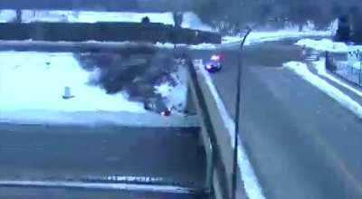 Car flies off bridge during police chase in Minnesota