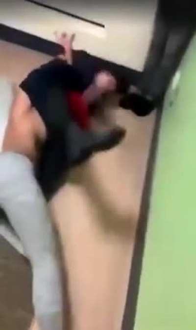 Fight ends in girl rubbing spit in losers face