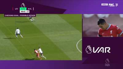 VAR decision for Jota - his elbow is offside...