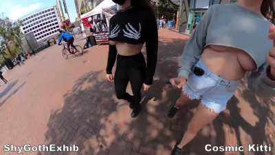 Major nipslip with a friend in the city
