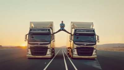 One of the best adverts ever. Jean Claude was 53 in this stunt. Super risky and superbly amazing.