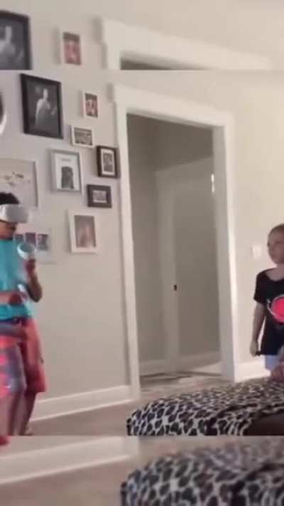 A pretty good punch for a blindfolded kid