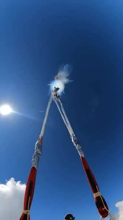 Burning your parachute to use the spare one.