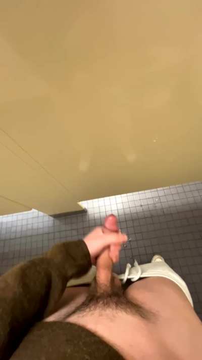 ruining public stall with massive public sperm dump 