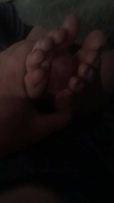 Using her feet while she sleeps