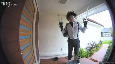 I step out of my house for one hour this entire week only to miss a surprise visit from Edward Scissorhands. I’m devastated, and I appreciate his dedication to the role.