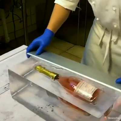 This presentation of a nice champagne bottle
