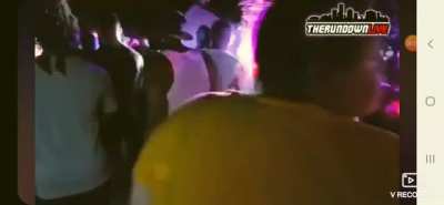 Cop gets bricked in the head and knocked out.