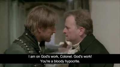 [Varun reddy] A Christian Pastor trying to Evangelise a dying Subedar Pillai in 2008 TV series Sharpe's Peril. It had to be a Western series to highlight this Predatory Evangelisation in India.