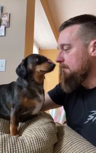 This dog taking a couple seconds to process the received love