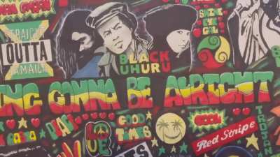 Straight Outta Jamaica reggae artwork by Paul Halmshaw on reel.