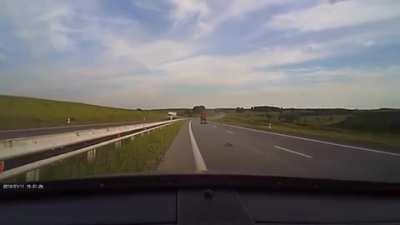 Brake testing in front of a car