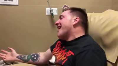 Drugged guy at the dentist being told about his life.