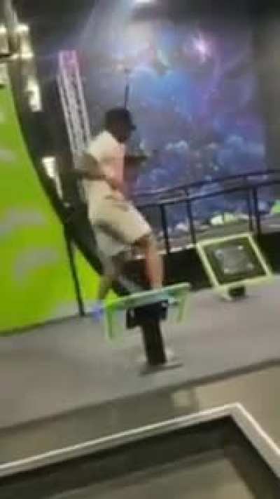 trying to act out Ninja Warrior obstacle course