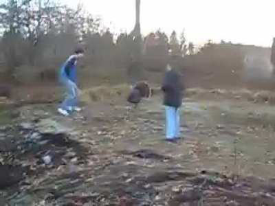 Home video of me and my dad trying to fight a turkey.