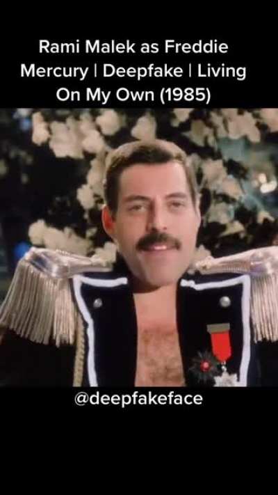Rami Malek as Freddie Mercury | Deepfake | Living On My Own (1985)